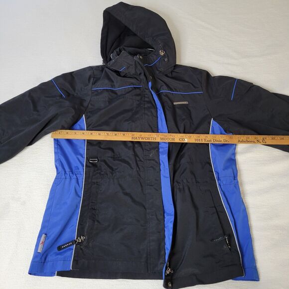ZeroXposure Jacket Coat Medium Black and Blue Removable Hood Lightweight Fleece - Picture 9 of 16